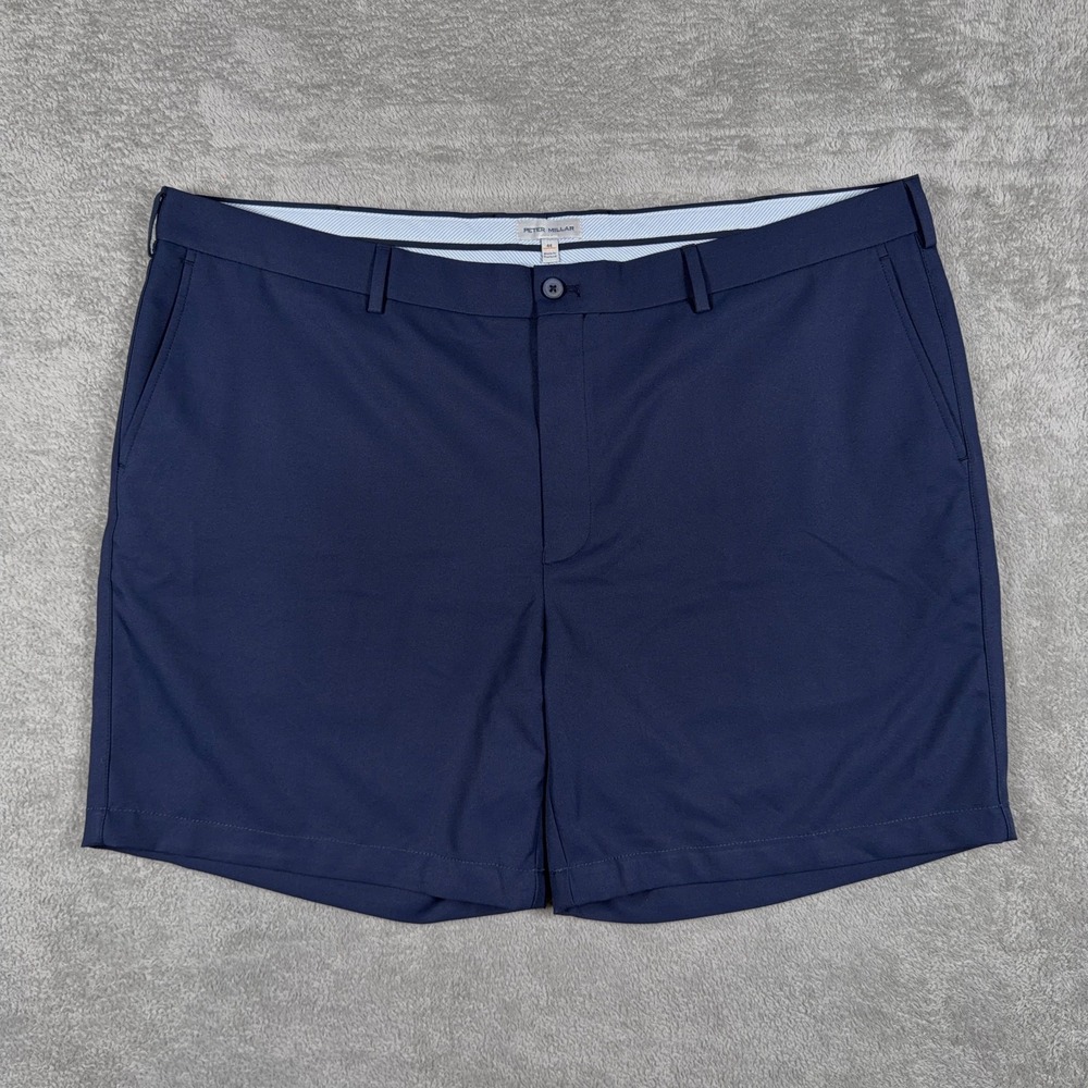 Peter Millar Shorts Mens 44 Navy Blue Salem Classic Fit 7" Stretch Golf Chino